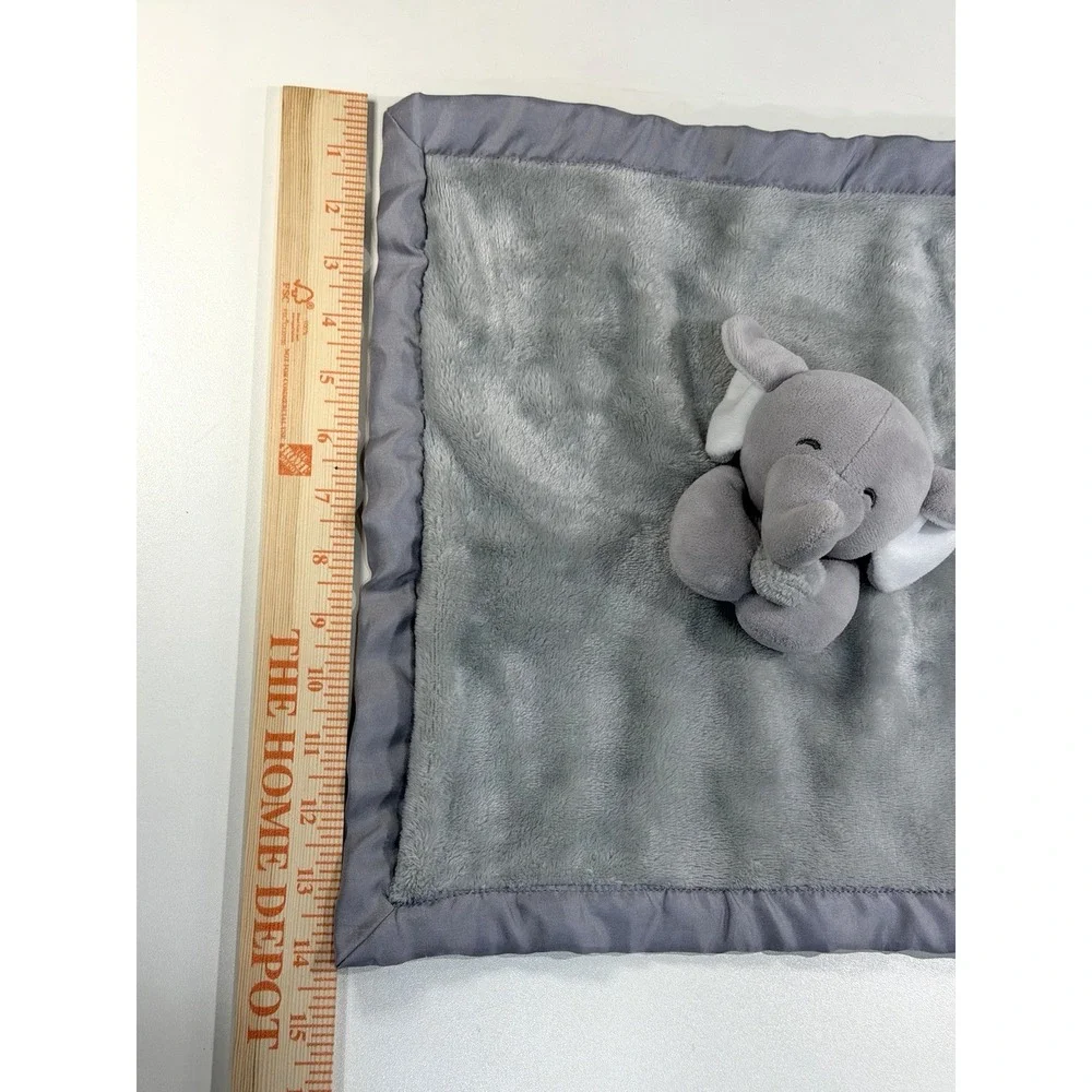 Carters Elephant Lovey Security Baby Blanket Gray White Cuddle Plush Back Up